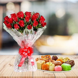 Bunch Of Red Roses - 2KG Mithai